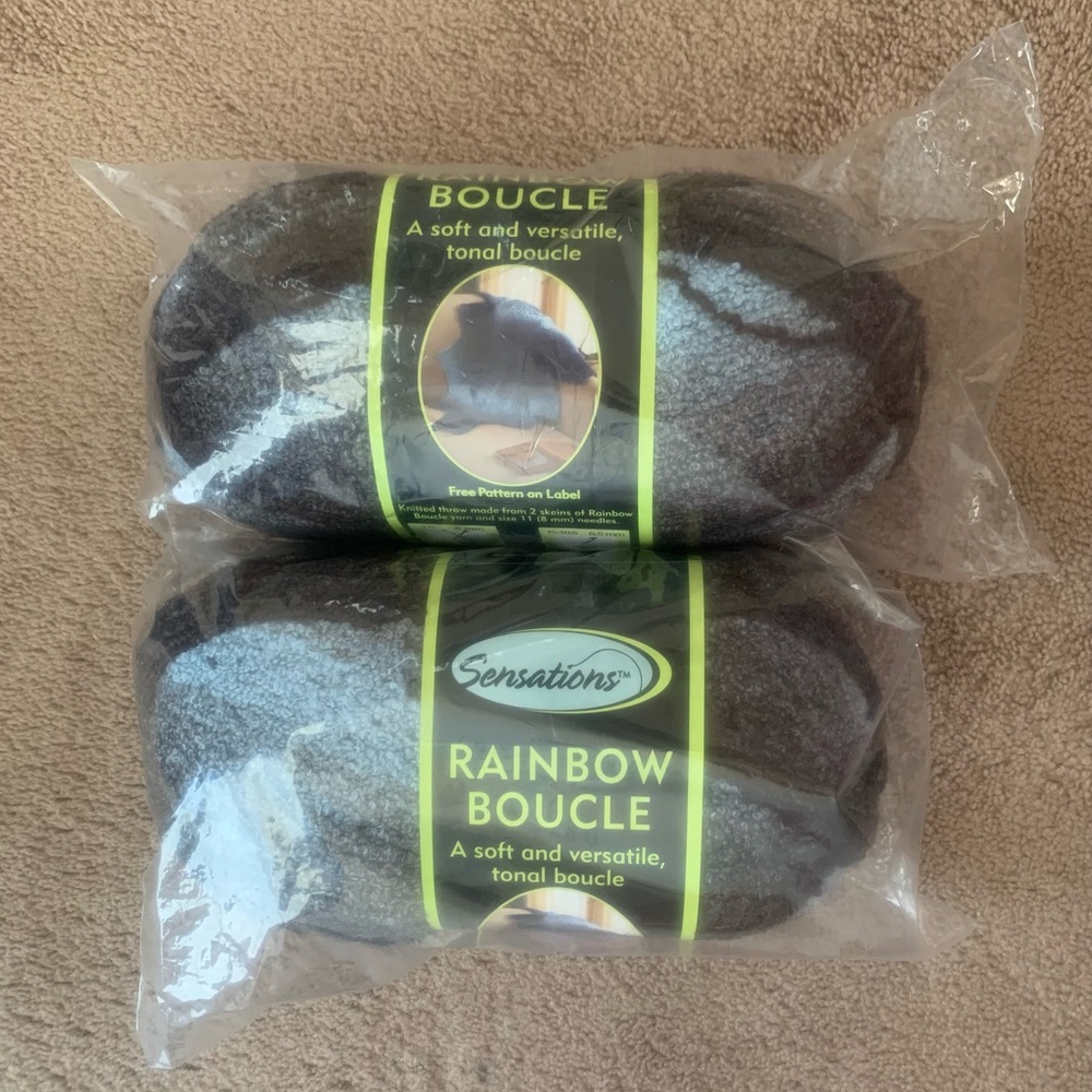 NWT Sensations Rainbow Boucle 11oz Skein Acrylic Nylon Yarn Color #1133 (2pack)
